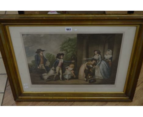 AFTER CLIFFORD R. JAMES, a colour print of boys being welcomed home, signed in pencil and bearing blind stamp, plate size app