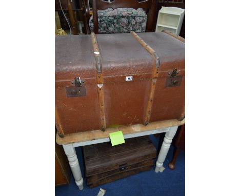A TRAVELLING TRUNK, and a tin trunk (2)