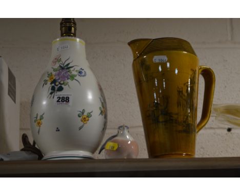 A POOLE POTTERY TABLE LAMP, impressed backstamp and 673A to base, approximate height 25cm (not including fitting), a Royal Do