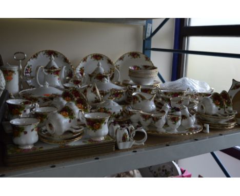 ROYAL ALBERT 'OLD COUNTRY ROSES' DINNERWARES AND TRINKETS, to include coffee pot, teapot, meat platter, six dinner plates, sa