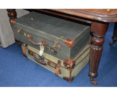 A VINTAGE TRAVELLING TRUNK, and two vintage suitcases (3)