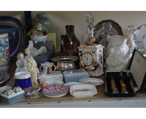 VARIOUS CERAMICS, GLASS, METALWARE ETC, to include Masons 'Mandalay' clock, cased carving set, Spode Limited edition 'The Der