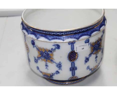 EDWARDIAN BLUE AND WHITE CERAMIC JARDINIERE
