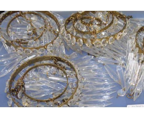 FOUR CRYSTAL LIGHT FITTINGS 