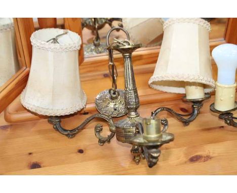 THREE BRASS LIGHT FITTINGS 