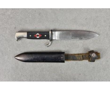 Guernsey German Occupation interest - A German Third Reich Hitler Youth Knife the single edged steel blade stamped with 'HEIN