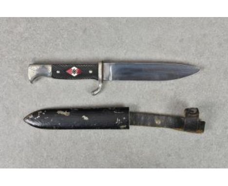 Guernsey German Occupation interest - A German Third Reich Hitler Youth knife the single edged steel blade with no markings, 