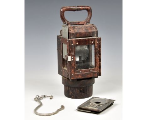 German Guernsey Occupation interest - German Military issue bakelite carbide lantern or bunker lamp, with aluminium attachmen