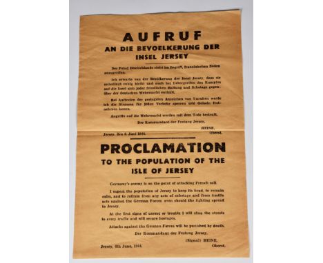 Channel Islands WW2 Occupation interest - A rare English &amp; German language RAF drop leaflet / PROCLAMATION TO THE POPULAT