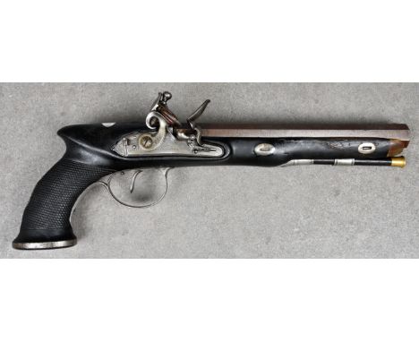 A 22 bore flintlock duelling pistol by Tatham and Egg, circa 1810 the rebrowned octagonal barrel stamped with gold lined 'Tat