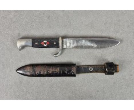 Guernsey German Occupation interest - A German Third Reich Hitler Youth knife Karl Tiegel, the single edged steel blade stamp