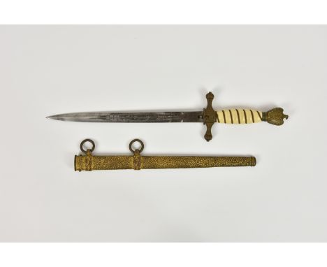 A Kriegsmarine Naval Officer's Dagger by Carl Eickhorn SOLINGEN, dagger constructed of a 24.6 cm-long nickel-plated steel bla