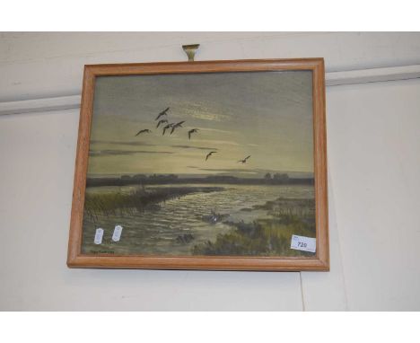 Geese in flight, Peter Scott, reproduction print, framed and glazed