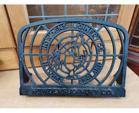 'Howdens Joinery Co.' Cast iron cook book stand. 'Kaiser' cuckoo clock with door damage. Pewter "happily ever after" plate.