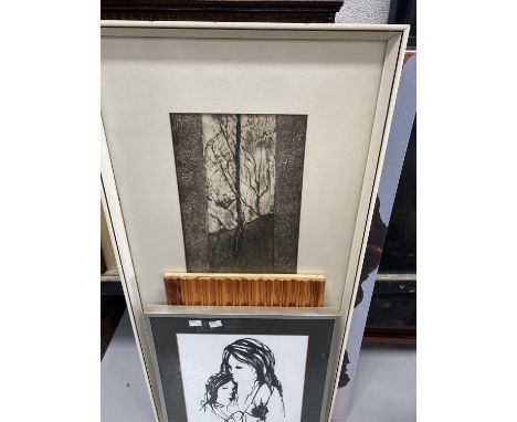 Pictures - large photographic canvas Dorset beach scene, wooden decorative panel, picture mother and child signed F Albeniz, 