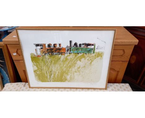 Albany WISEMAN (1930) 'Old Engines - Le Crotoy', print in colours, hand signed, framed, 54cm x 71cm.
