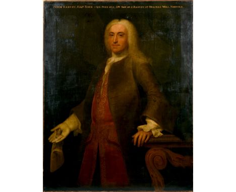 In the manner of John Theodore Heins 1697/1756 - a portrait Peter Harvey Esq.   born 1709, died 1751, third son of J Harvey o
