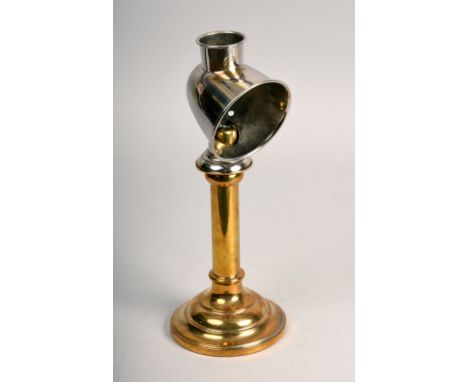 A 19c brass and silver plate students candle lamp, 12in h.
