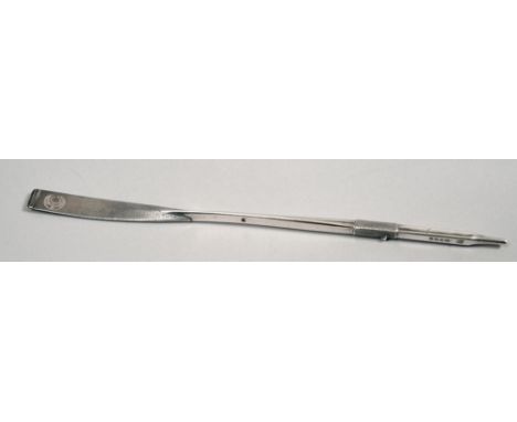 A presentation silver rowing oar, presented on the 5th March 1859 - Trinity Hall, Head of the River, London 1834, the oar 8in