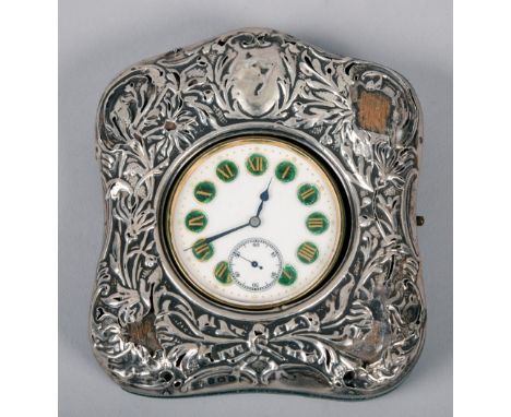 An early 20c French Argentan cased pocket type travel watch automobile regulateur, the white enamel dial with Roman numerals 