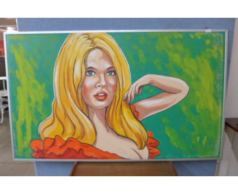 * Roga, portrait of Brigitte Bardot, acrylic on board, circa 1960's