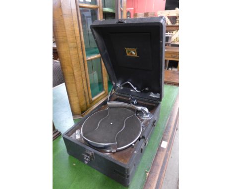 An HMV Model 102 portable record player