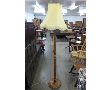 An oak standard lamp