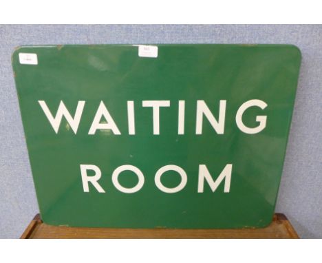 A Waiting Room enamel railway sign, 61cm x 45.5cm