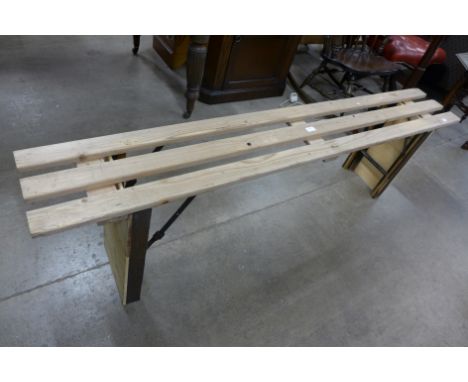 A pine folding school bench