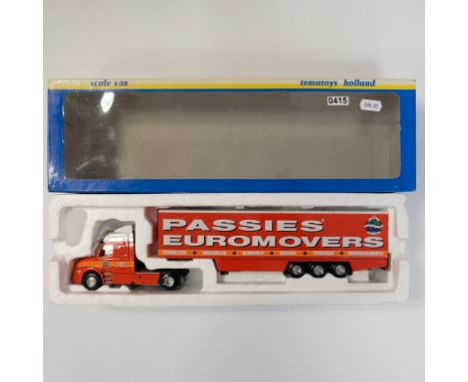 Lion Toys Passies Euromovers Volvo NH12 380 With Box Trailer - Stock Code - N/A Scale - 1:50 | Model Condition - 5/5 | Box Co