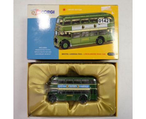 Corgi 50th Anniversary Bristol Lodekka FS5G - Lincolnshire Road Car - includes presentation plinth, replica route map and ann