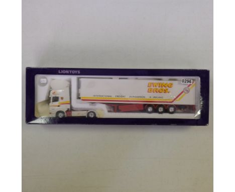 Lion Toys Scania with Fridge Trailer - Ewing Bros., Dungannon - Stock Code - N/A Scale - 1:50 | Model Condition - 5/5 | Box C