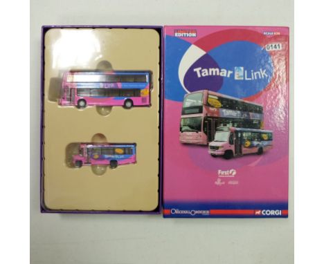 Corgi Tamar Link Bus Set containing East Lancs Millenium, Plaxton Beaver and Limited Edition Certificate - Stock Code - OM991