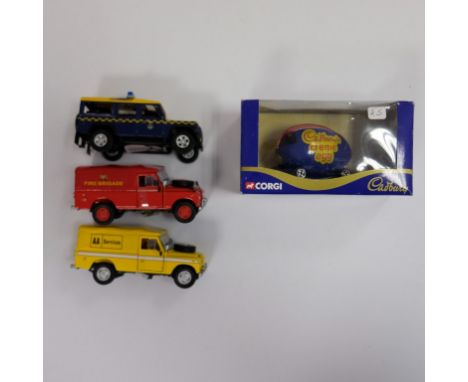 Various Fire Brigade Land Rover, Coastguard Land Rover, AA Land Rover and Corgi 57501 Cadbury's Crème Egg Car - Stock Code - 