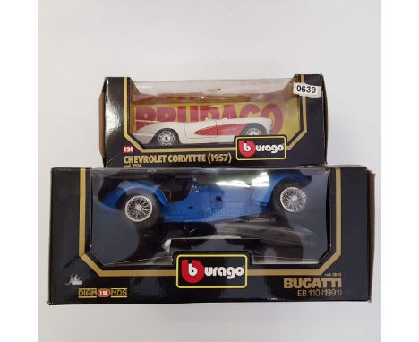 Burago Bugatti EB110 3045 and Chevrolet Corvette 1524, both a/f - Stock Code - N/A Scale - Assorted | Model Condition - 2/5 |