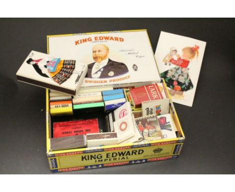 King Edward Cigar box with a collection of vintage Matchboxes, many with matches still in