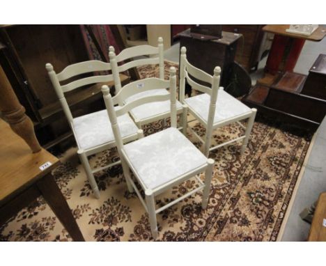 Set of four ladder back kitchen chairs 