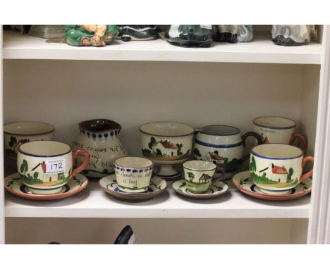 Mixed collection of Torquay Motto ware to include; cups & saucers, jugs etc