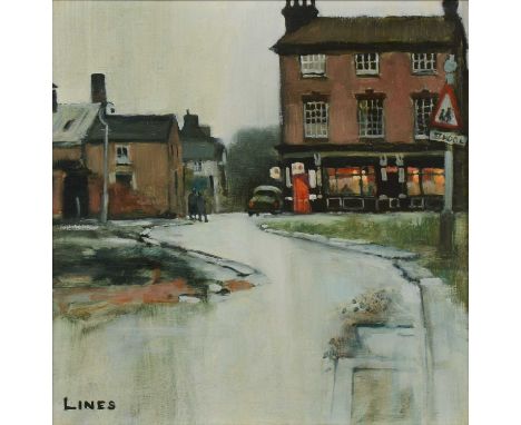 John Lines,Gentle glows the engine,oil on board, signed,26x26cm.Condition report:Good condition, paint surface is good, origi