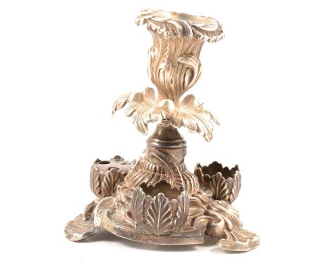 Silver candlestick, Samuel Roberts, George Cadman &amp; Co, Sheffield 1815, Rococo style, engraved crest, 15cm, 12oz