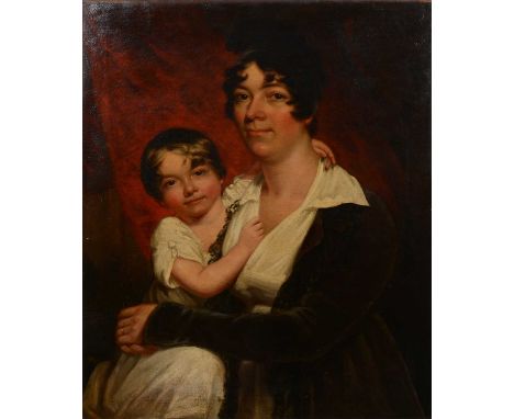 Ramsey,Portrait, half length of a mother and her daughter,oil on relined canvas, signed and dated 1806,86x69cm.