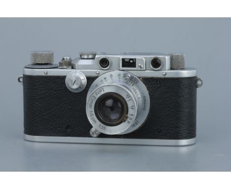 A Leica IIIa Rangefinder Camera,chrome, serial no. 260631, with Leitz Elmar f/3.5 50mm lens, chrome, serial no. 690791, body,