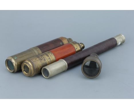 Collection of 4 Telescopes,including; a 1 1/2inch three drawer telescope engraved 'H Bracher, London Day or Night', with maho