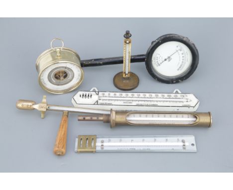 Collection of Thermometers, Hygrometers &amp; Barometers,including; a desktop barometer by 'Cox &amp; Coomres, Opticians', a 