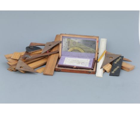 Collection of Boxwood Rules, Scales &amp; Drawing Instruments,English, c.1880, including 11 imperial scale rules, 4 drawing s