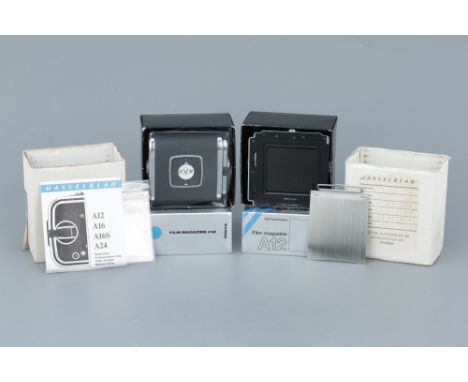 A Hasselblad Film Magazine A12,together with a Film Magazine A24, A24 needs new light trap, A12 serviced 2015 and in excellen