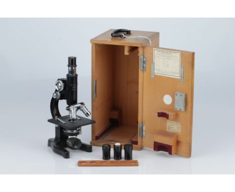 Leitz Microscope,signed to the front of the body tube 'Ernst Leitz Wetzlar No. 348173'on matt black stand, substage condenser