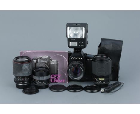 A Contax 167MT SLR Camera,with Carl Zeiss Planar T* f/1.7 50mm, Carl Zeiss Distagon T* f/2.8 28mm, Carl Zeiss Sonnar T* f/2.8