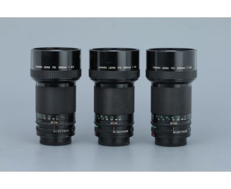 Three Canon FD f/2.8 200mm Lenses,all with some light haze / fungus (3)