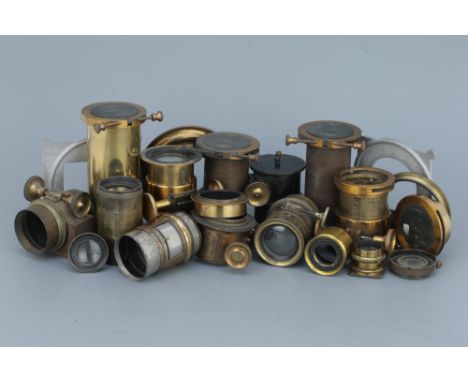 A Selection of Various Brass Lens Parts,including magic lantern lenses and more (a lot)